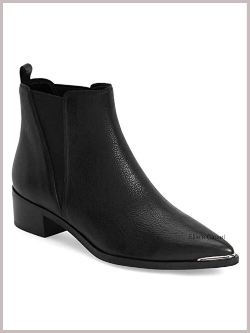 Faux Leather Pointed Toe Ankle Booties Slip On Stacked Low Heel Women's